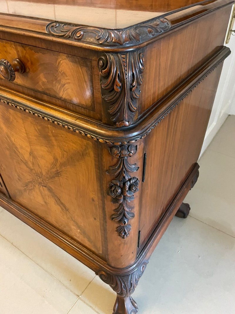Superb Quality Antique Carved Burr Walnut Sideboard by Maple and Co. - Image 14